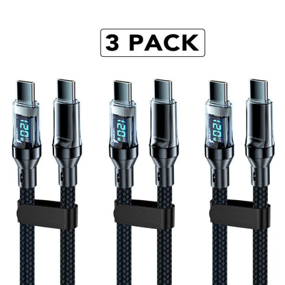 120W 5A USB-A to USB-C Fast Charging Cable with LCD Display